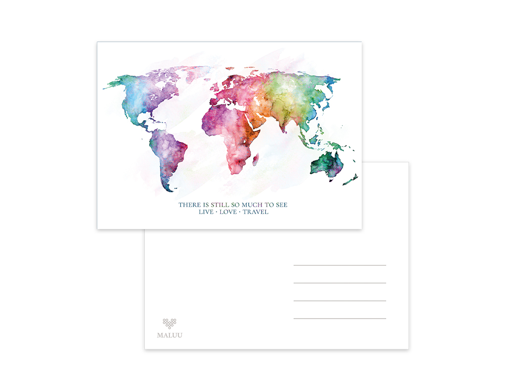 Postkarte World Map Rainbow | MALUU