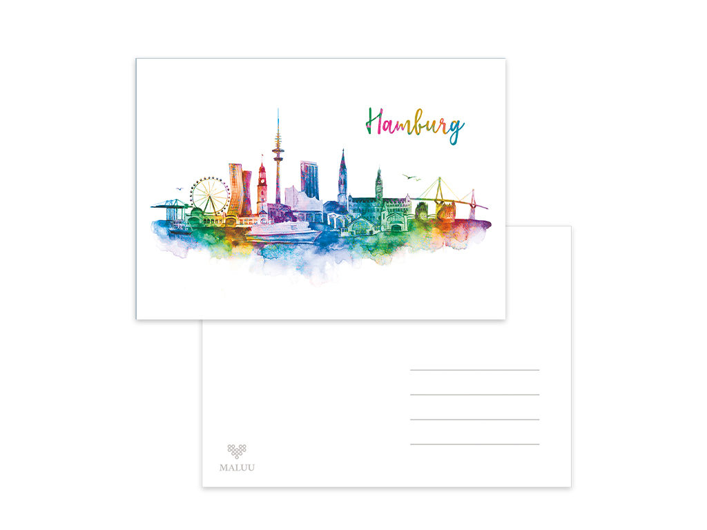 Postkarte Hamburg Rainbow | MALUU